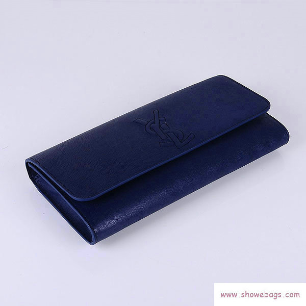 YSL belle de jour calfskin leather clutch 39321 dark blue